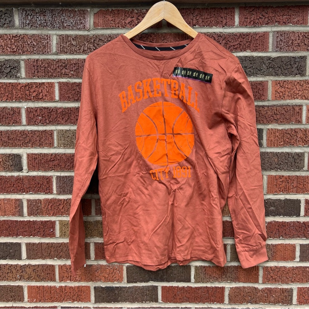 Art Class Rusty Orange Basketball Graphic Long Sleeve Tee Shirt